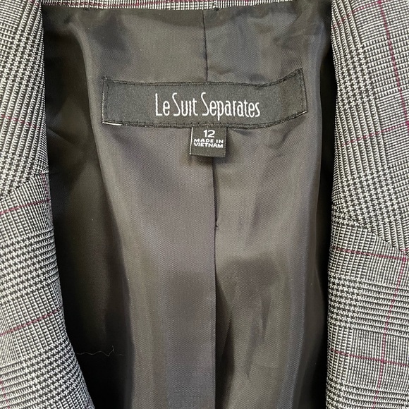 Le Suit One Button Jacket Black White Pink Stripes Women’s 12 NWT - Picture 3 of 8